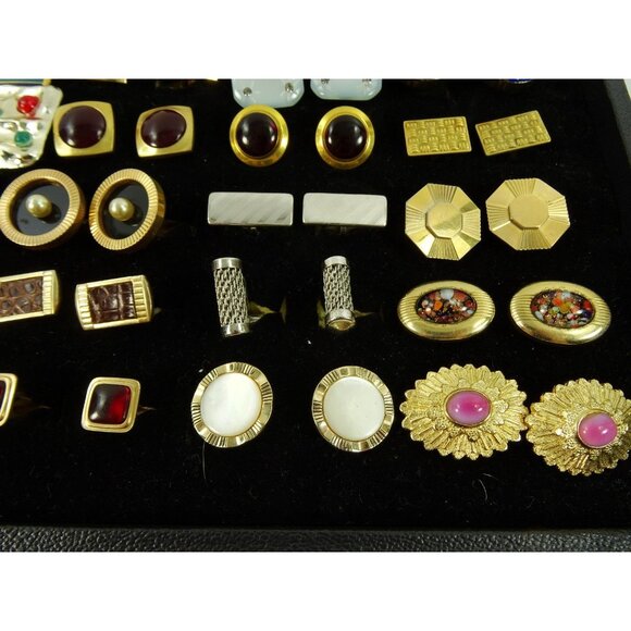 Huge Lot of Cufflinks 36 Pairs Vintage and Designer Cuff Links w Tray - Picture 5 of 7